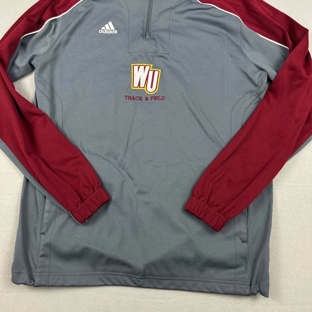 Winthrop Eagles Sweater Men Small Gray Red Adidas 1/4 Zip Track & Field S